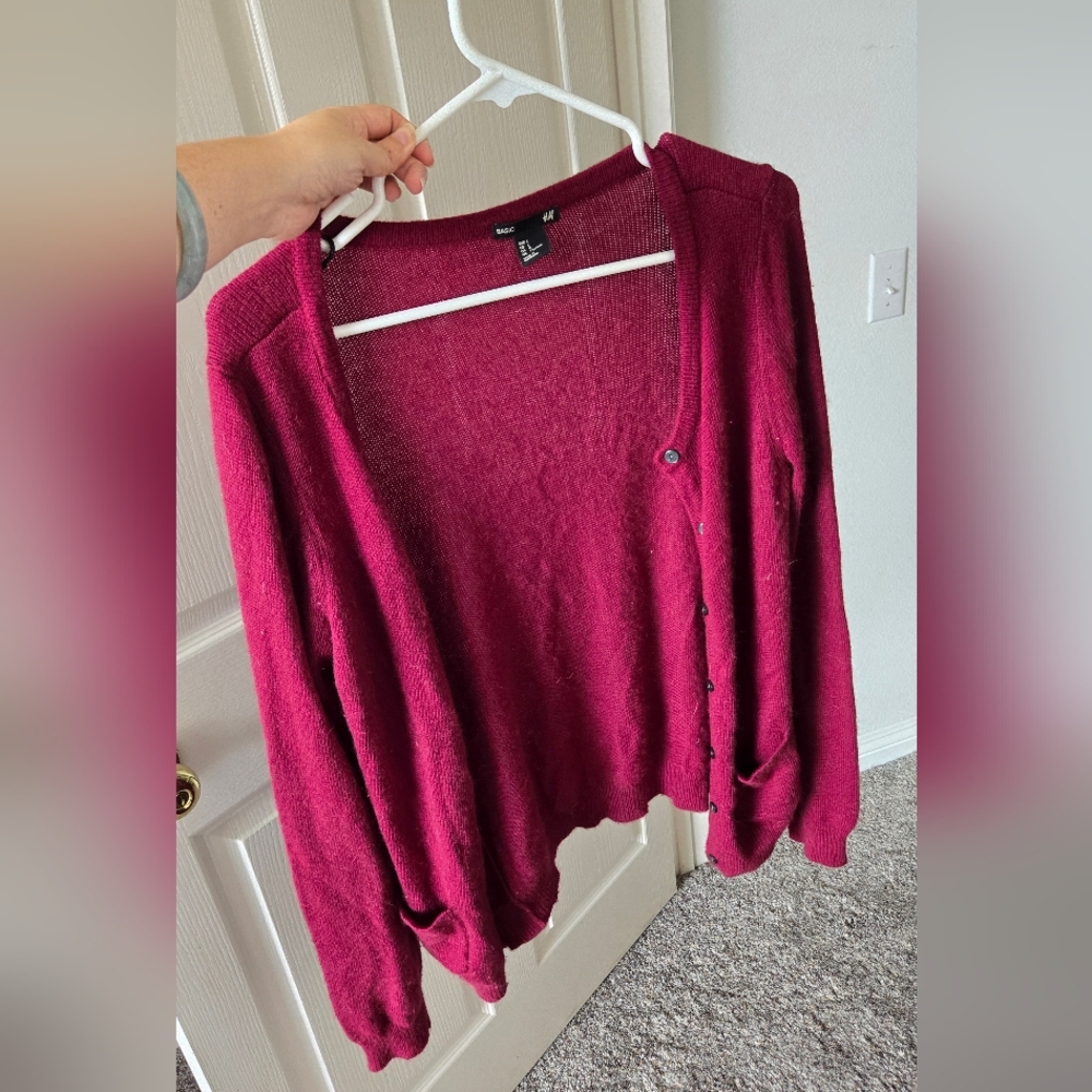 H&M Deep Red Cardigan Sweater
